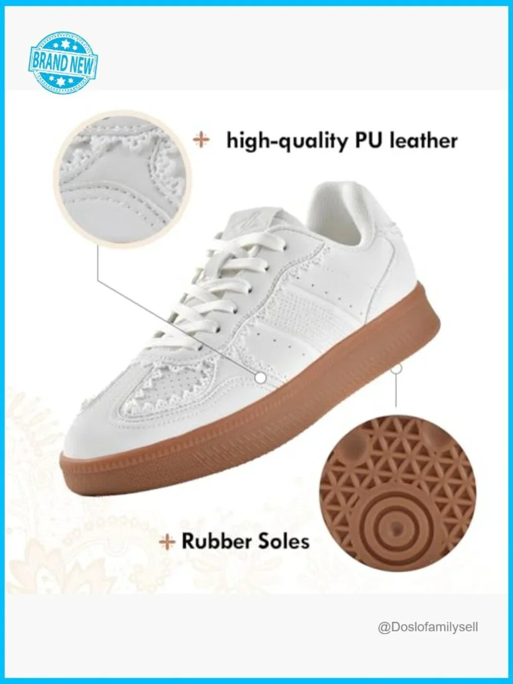 Lace-Up Fashion Sneakers Ribbon Detail Memory Foam Arch Support Casual Tennis